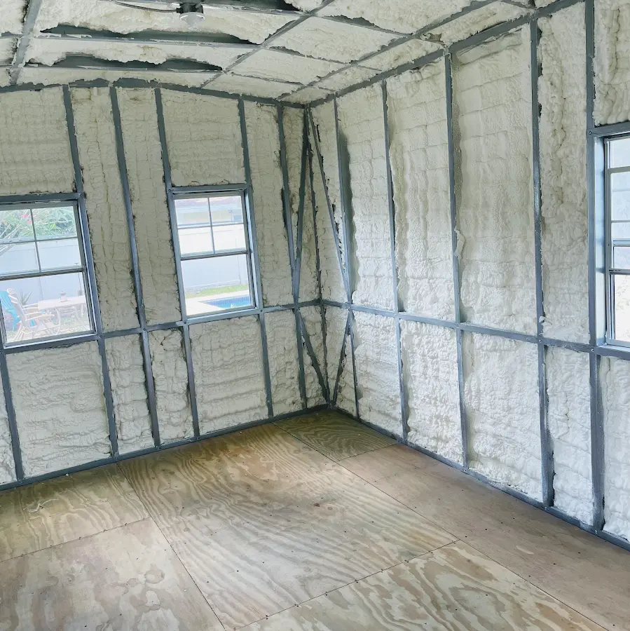 Closed-cell spray foam insulation applied to wall cavities in a residential project in Pottsville